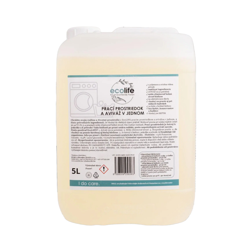 EcoLife Prací prostriedok a aviváž 2 v 1 (5 l)